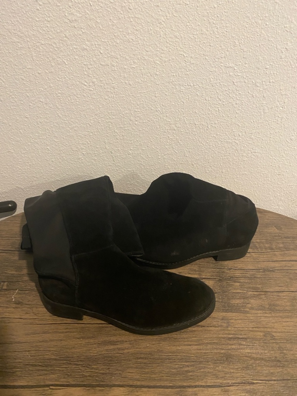 Blondo Black Suede Fold-Over Ankle Booties